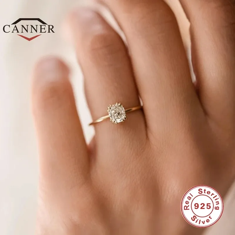 Sterling Silver Zircon Rings for Women - Vintage Wedding Bands