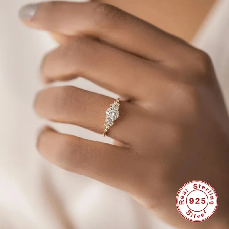 Sterling Silver Zircon Rings for Women - Vintage Wedding Bands
