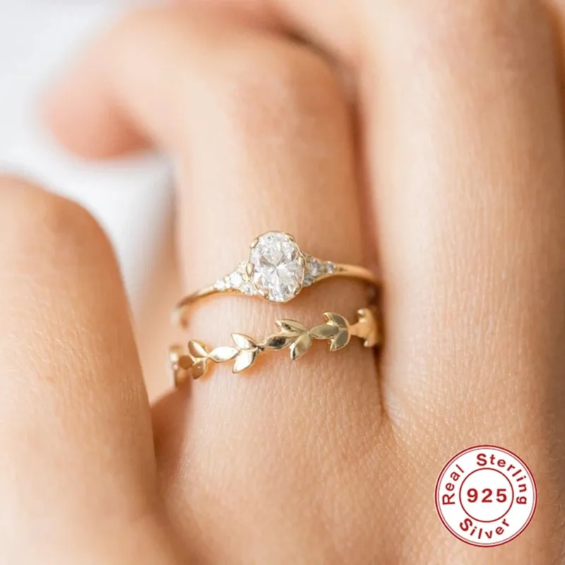 Sterling Silver Zircon Rings for Women - Vintage Wedding Bands