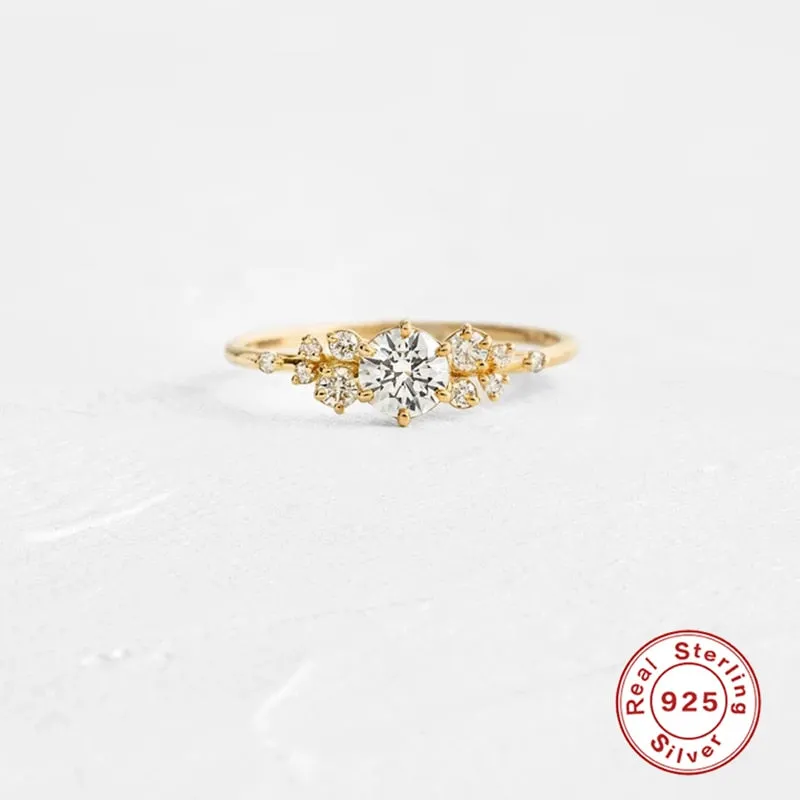 Sterling Silver Zircon Rings for Women - Vintage Wedding Bands