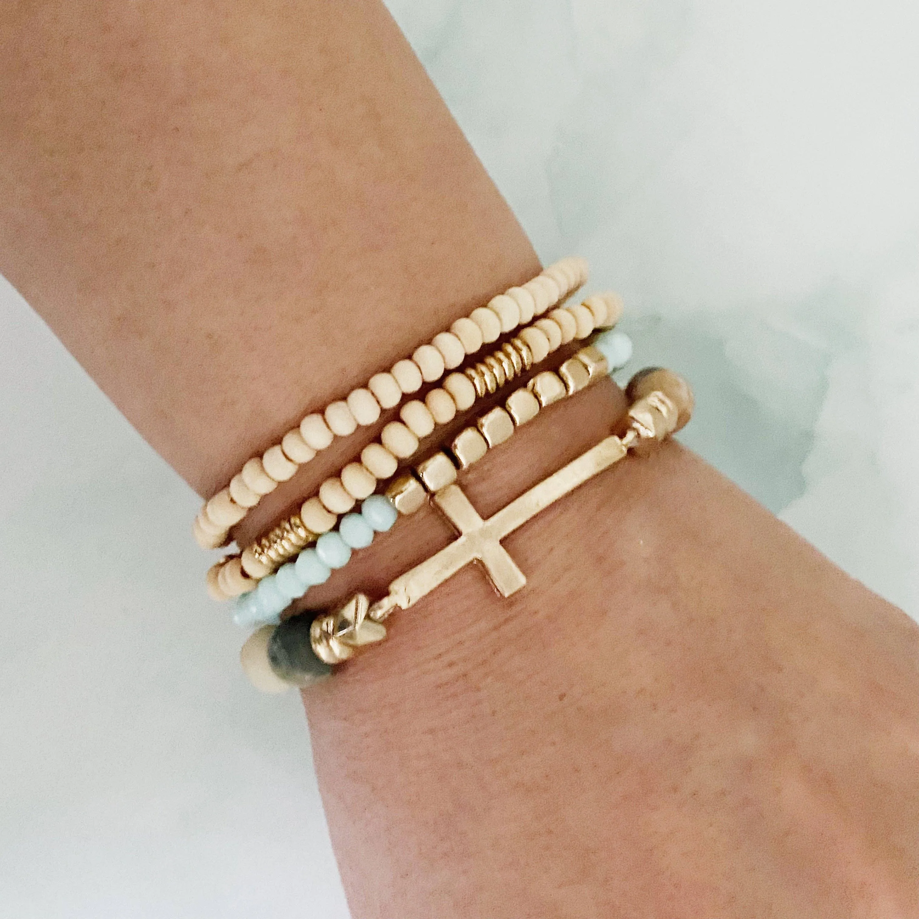 Stone And Wooden Beads Bracelet