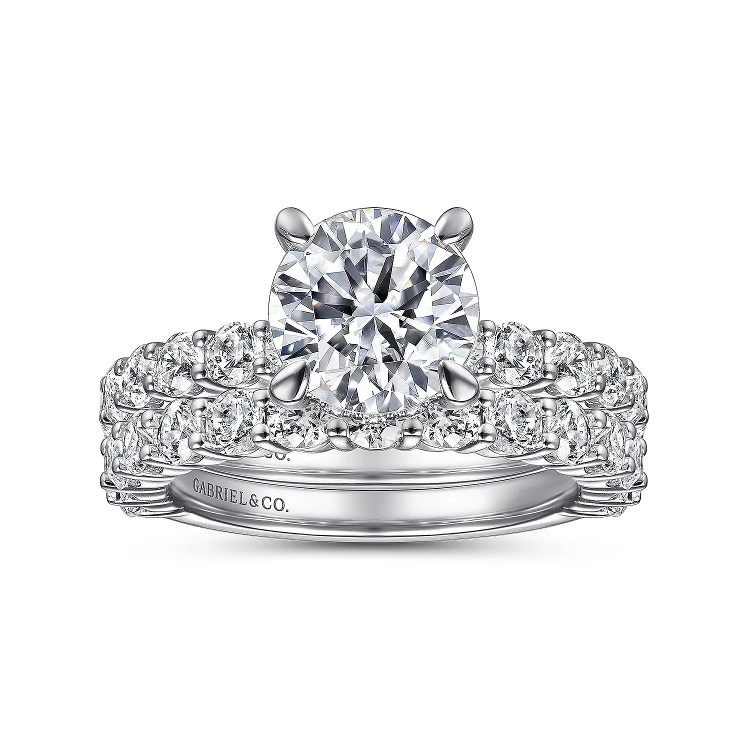 Straight Hidden Halo Round Diamond Engagement Ring Mounting