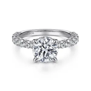 Straight Hidden Halo Round Diamond Engagement Ring Mounting