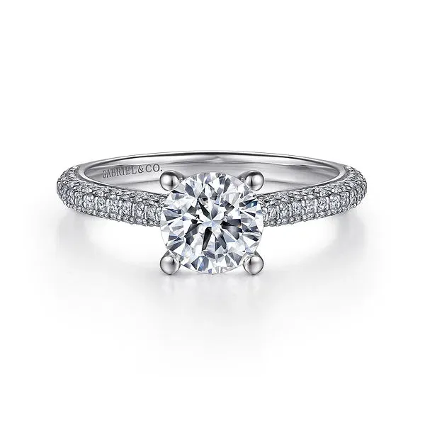 Straight Pavé Set Round Diamond Engagement Ring Mounting