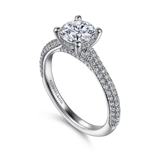 Straight Pavé Set Round Diamond Engagement Ring Mounting