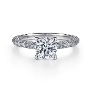 Straight Pavé Set Round Diamond Engagement Ring Mounting