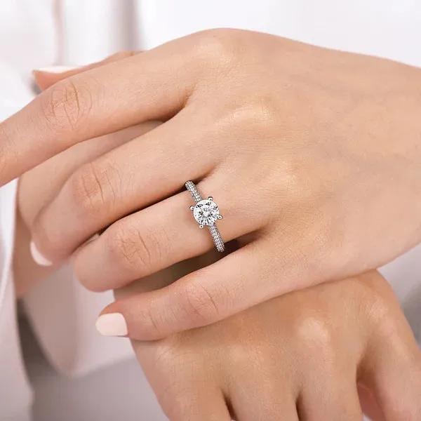 Straight Pavé Set Round Diamond Engagement Ring Mounting