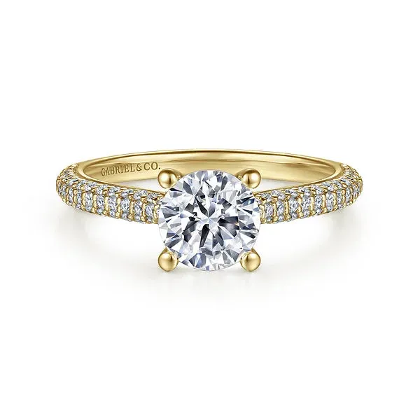 Straight Pavé Set Round Diamond Engagement Ring Mounting
