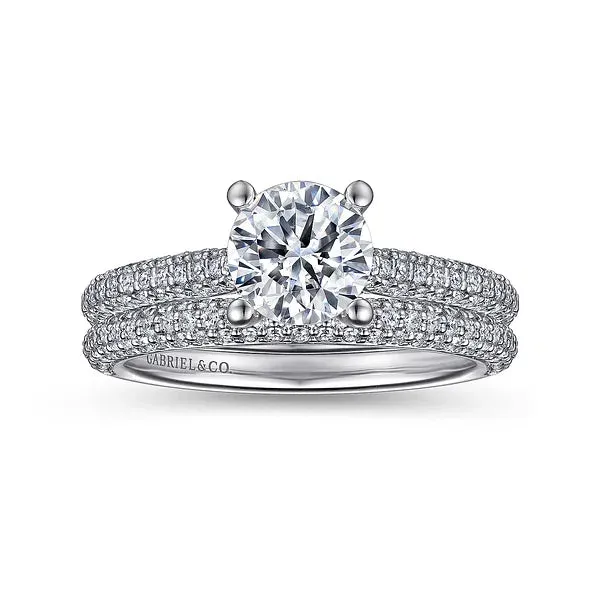 Straight Pavé Set Round Diamond Engagement Ring Mounting