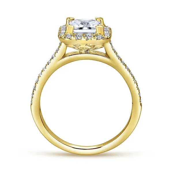 Straight Princess Cut Halo Diamond Engagement Ring Mounting