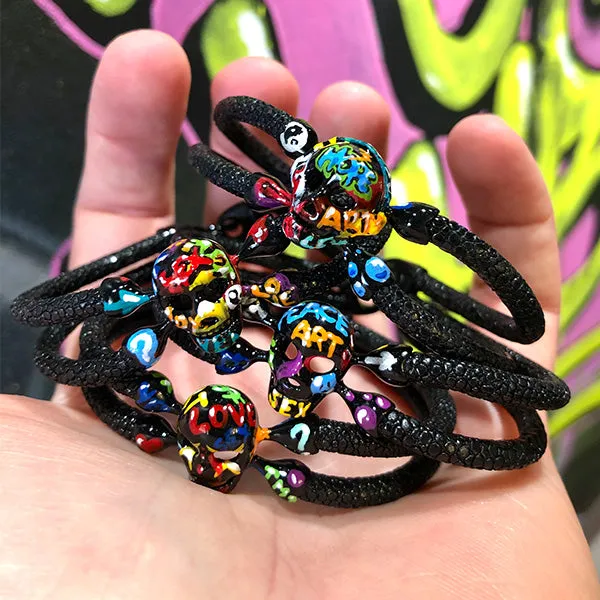 Street Art Edition Skull bracelet with Black PVD Skull