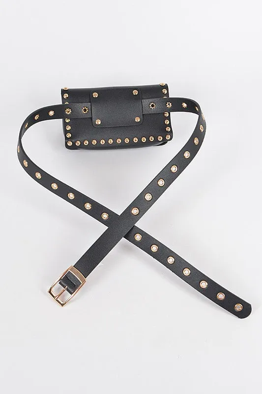 Studded Faux Leather Fanny Pack