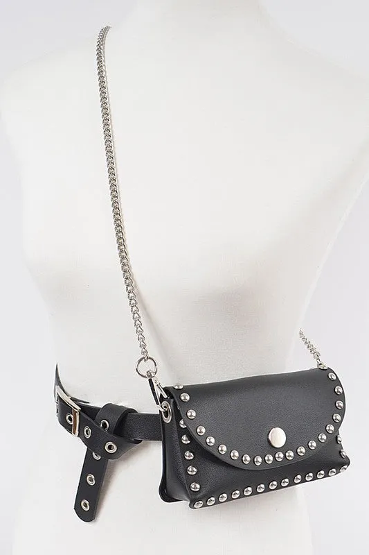Studded Faux Leather Fanny Pack