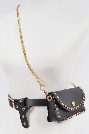 Studded Faux Leather Fanny Pack