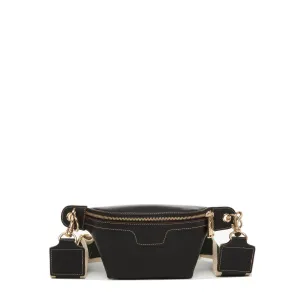 SUSU Chest Sling Bag Shoulder Sling Bag Small Black Handbag Leather Crossbody Sling Bag