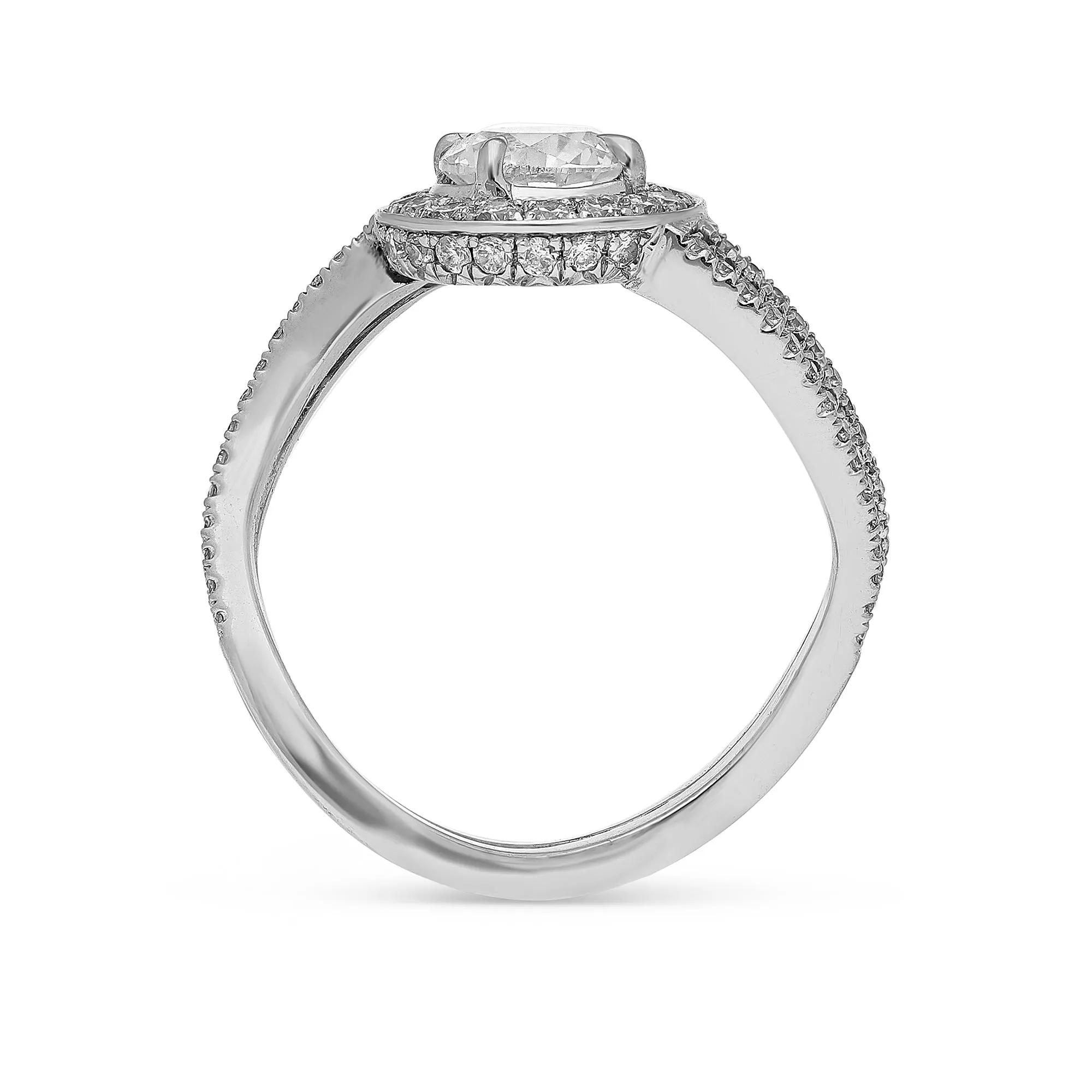 Swirl Pave Halo Engagement Ring