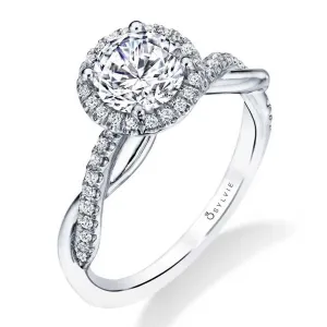 Sylvie Modern Halo Diamond Spiral Engagement Ring