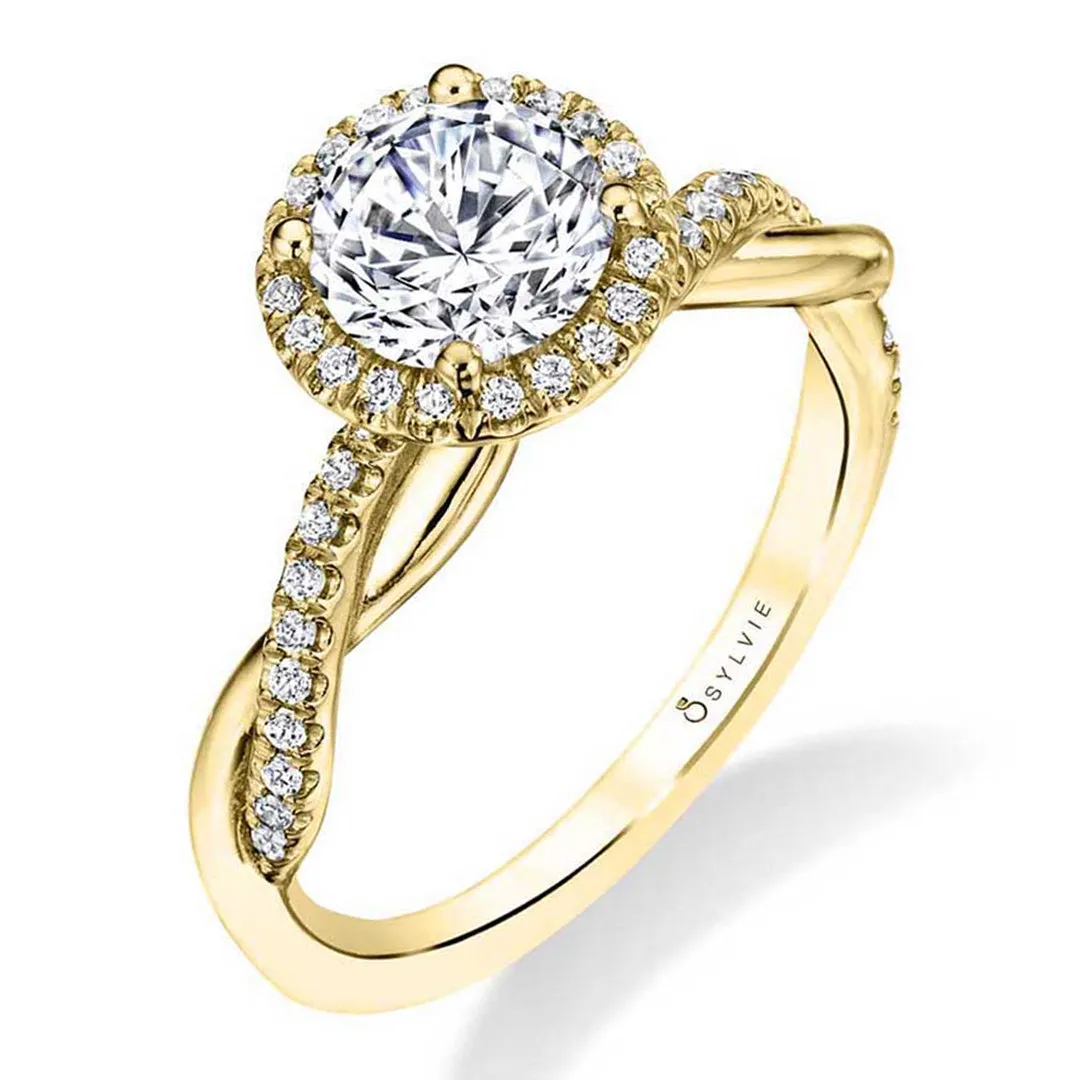 Sylvie Modern Halo Diamond Spiral Engagement Ring