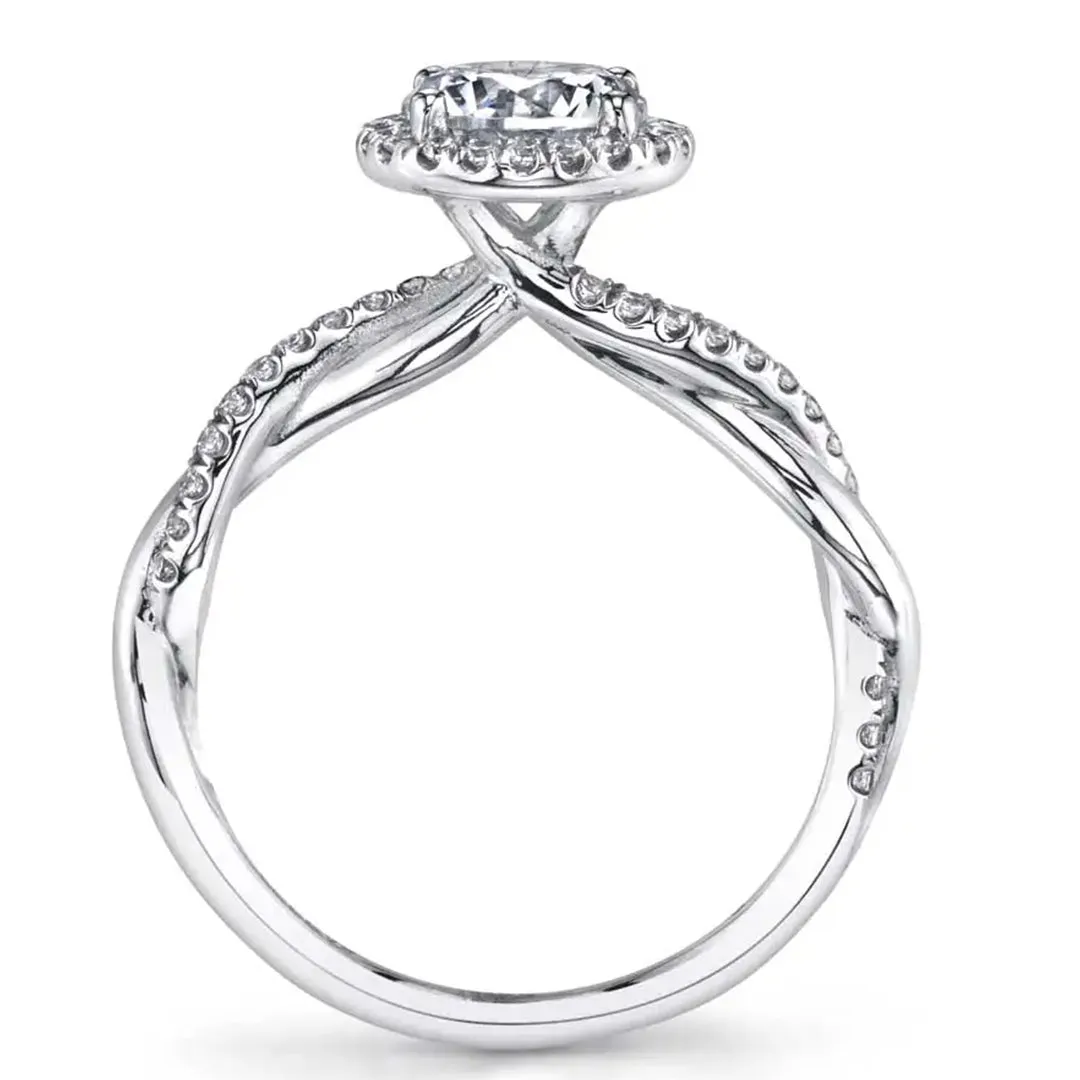 Sylvie Modern Halo Diamond Spiral Engagement Ring