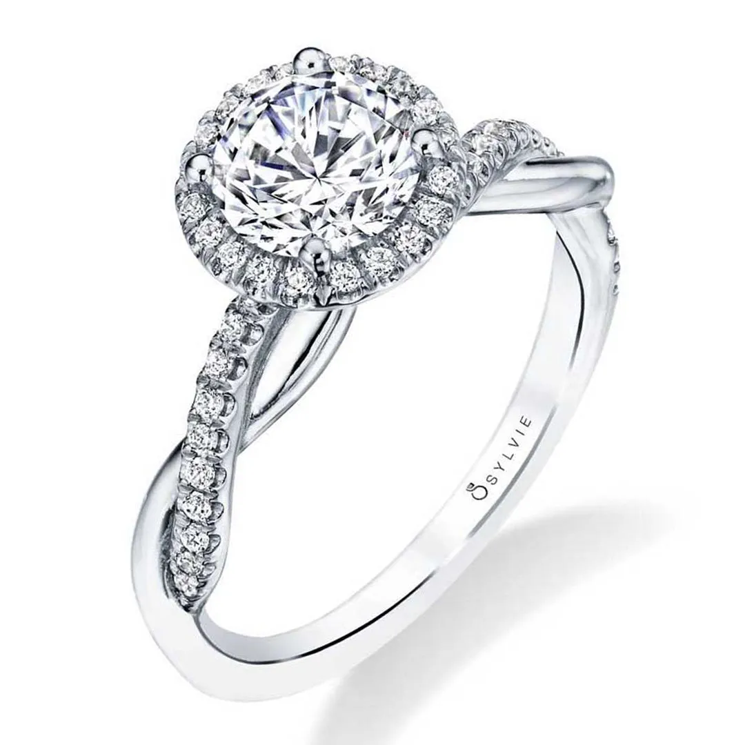 Sylvie Modern Halo Diamond Spiral Engagement Ring