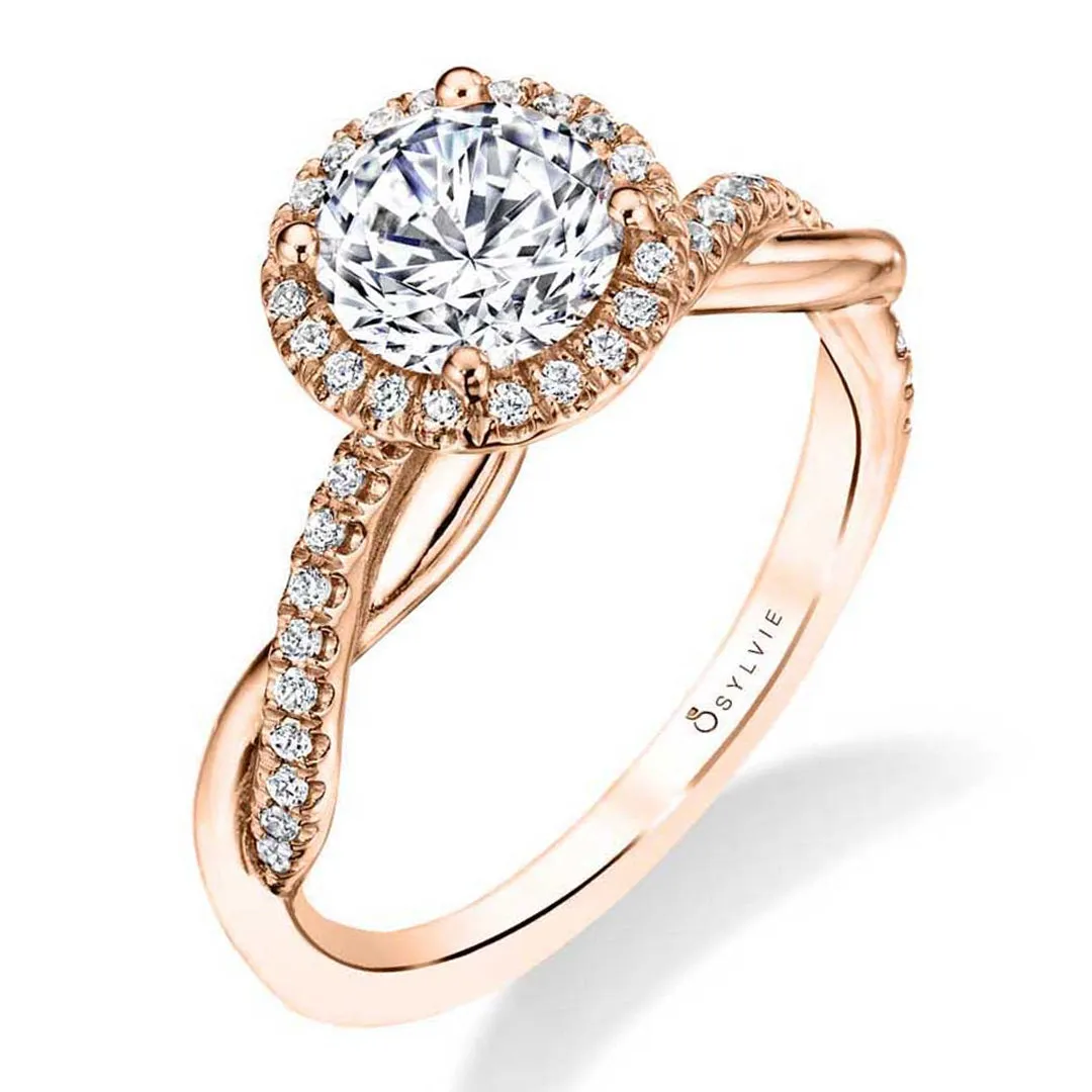 Sylvie Modern Halo Diamond Spiral Engagement Ring