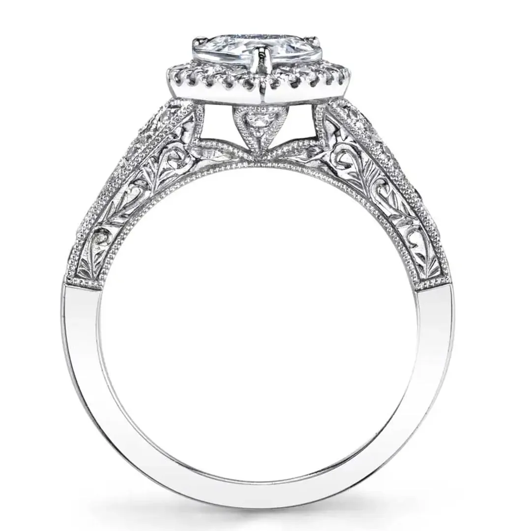 Sylvie Pear Shaped Vintage Halo Engagement Ring