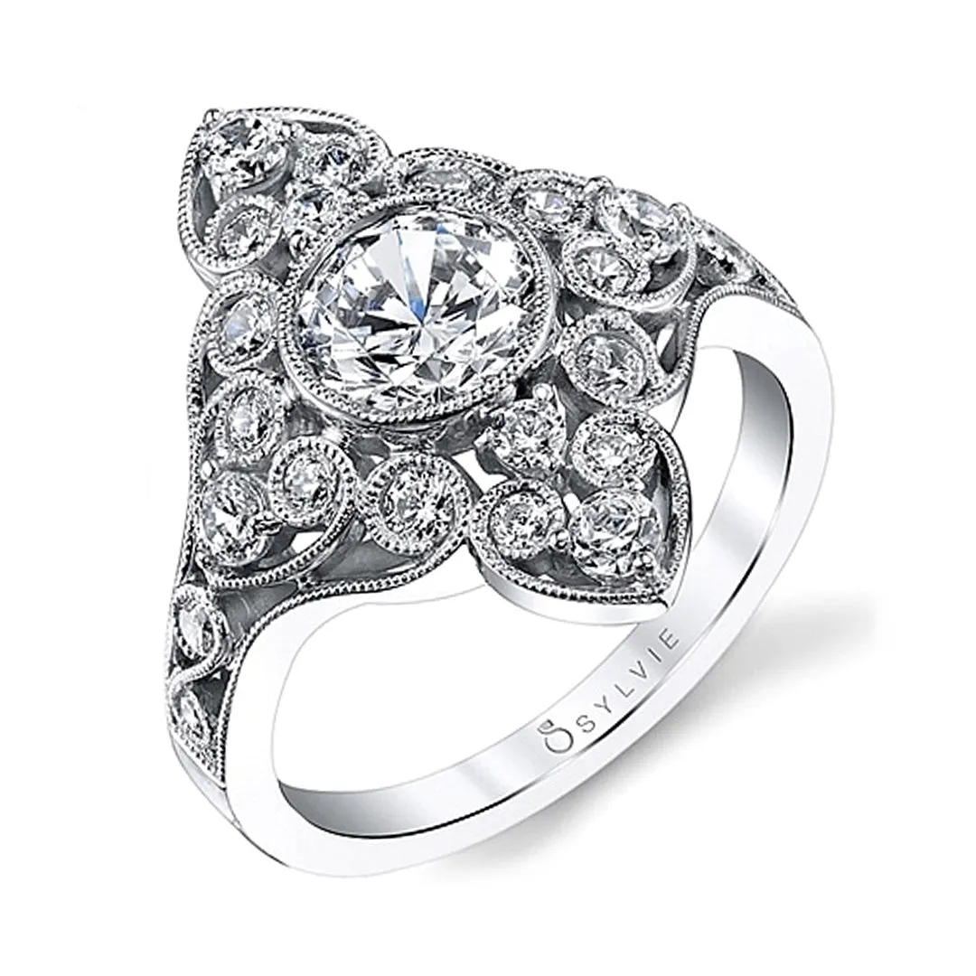 Sylvie Vintage Floral Diamond Engagement Ring