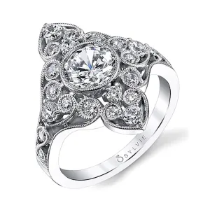 Sylvie Vintage Floral Diamond Engagement Ring
