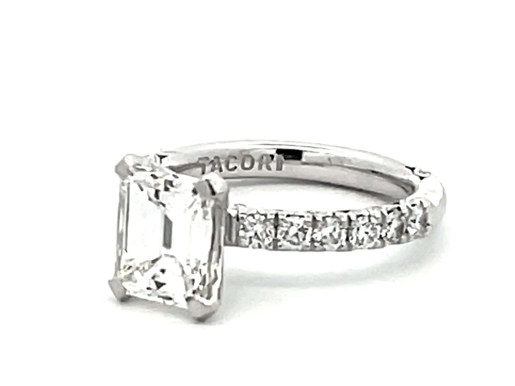 Tacori 2 Carat Emerald Cut Diamond Engagement Ring Platinum