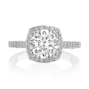 Tacori Coastal Crescent Round with Cushion Bloom 14K White Gold Diamond Ring P1032CU8FW