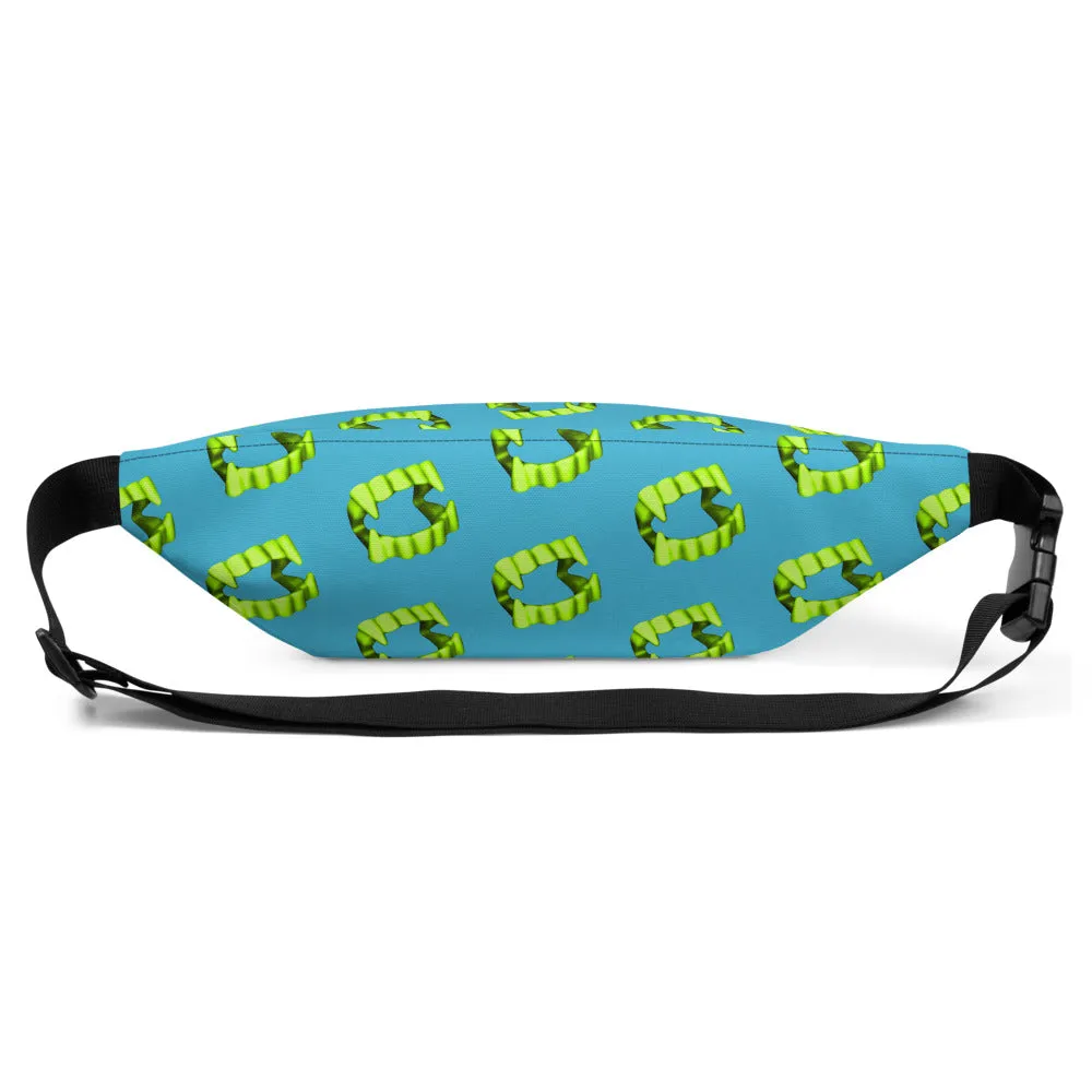 Teal Neon Green Vampire Fang Teeth Fanny Pack
