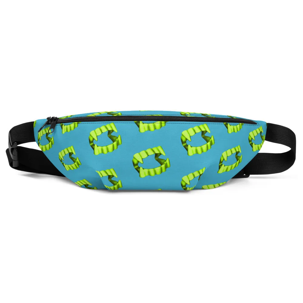 Teal Neon Green Vampire Fang Teeth Fanny Pack