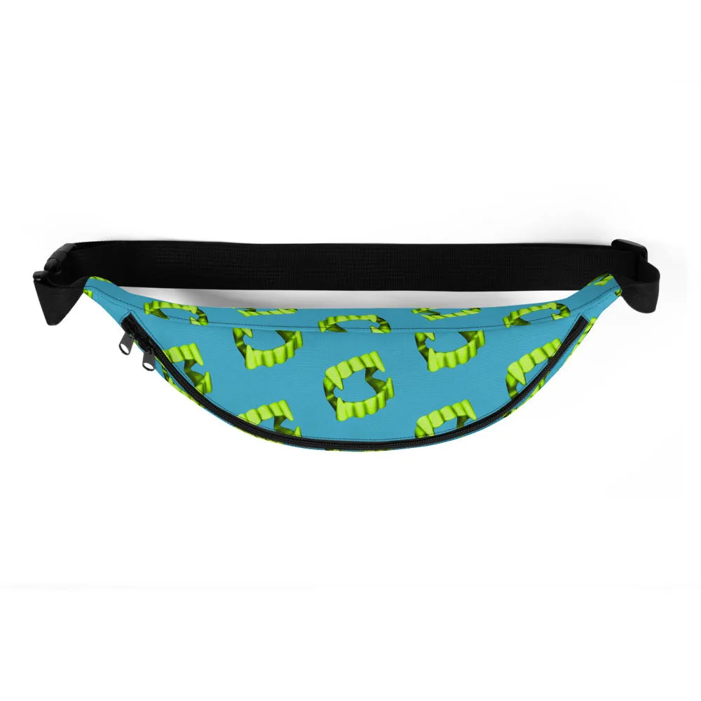 Teal Neon Green Vampire Fang Teeth Fanny Pack