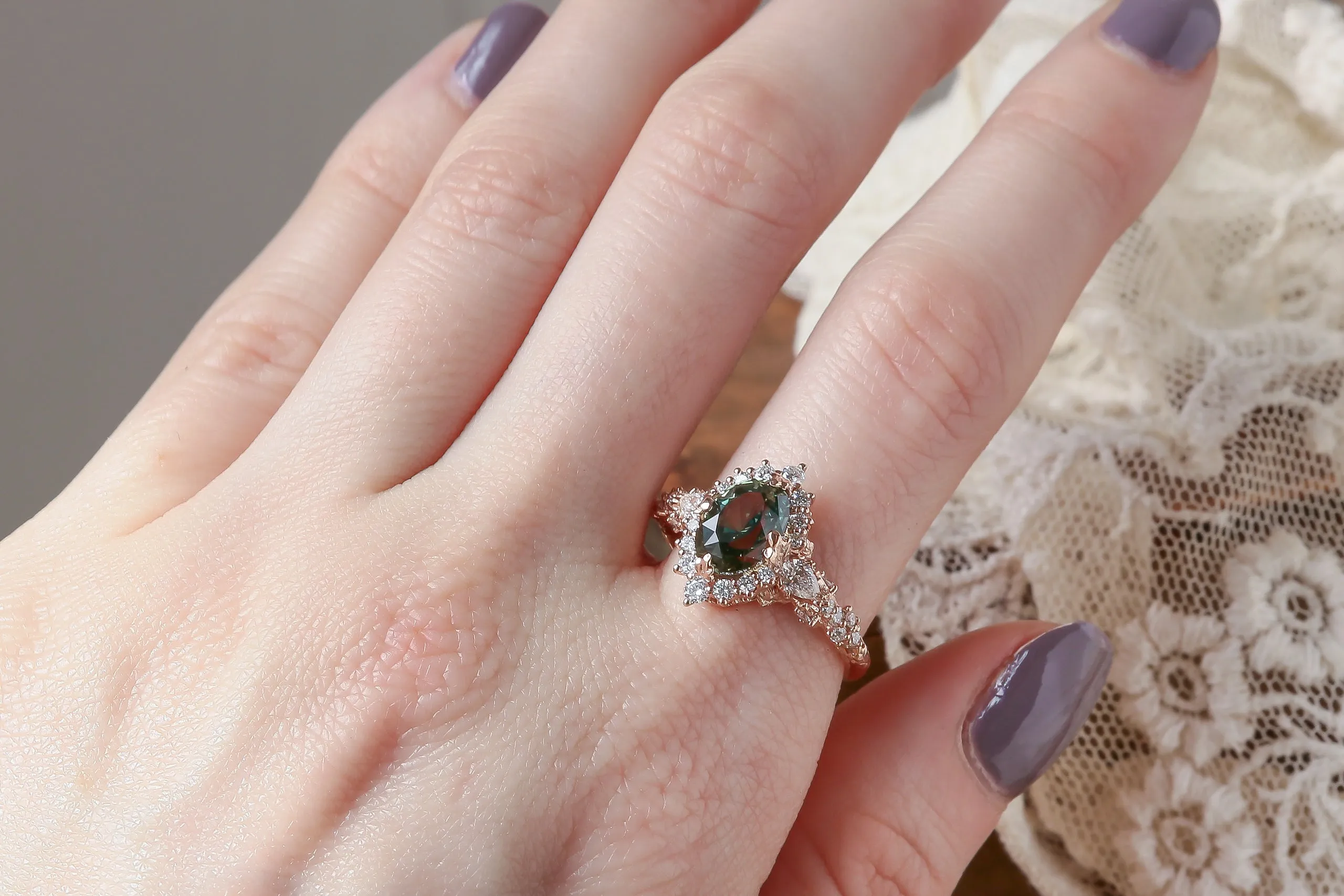 The Nerium Heirloom Setting - Diamond Halo Engagement Ring Setting