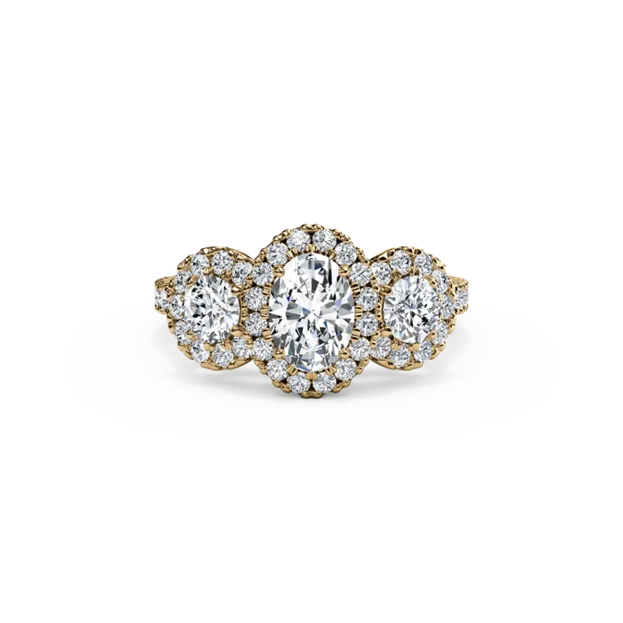 The Studio Collection Oval Diamond Halo Three Stone Engagement Ring