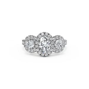 The Studio Collection Oval Diamond Halo Three Stone Engagement Ring