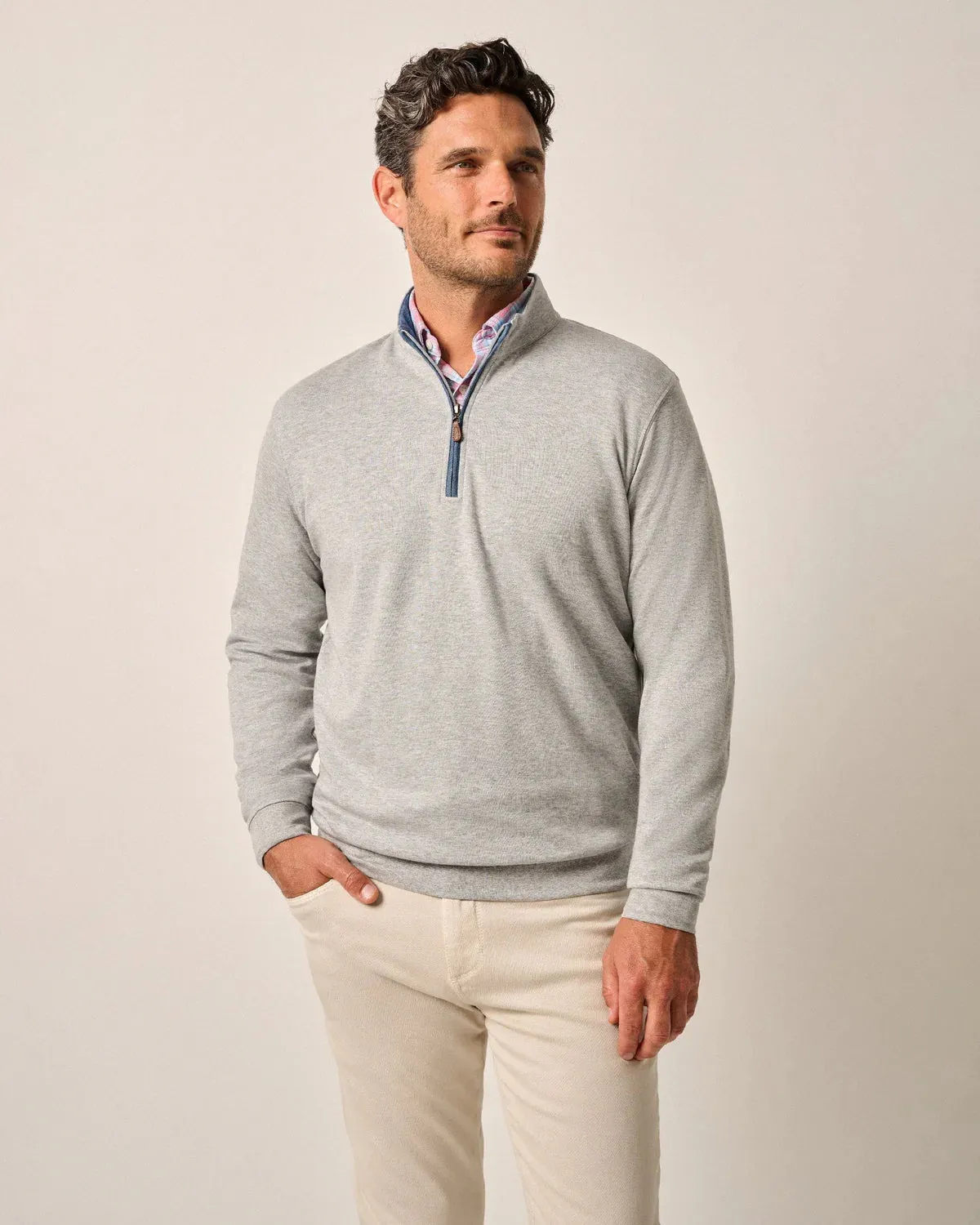 The Sully 1/4 Zip Pullover- Light Grey