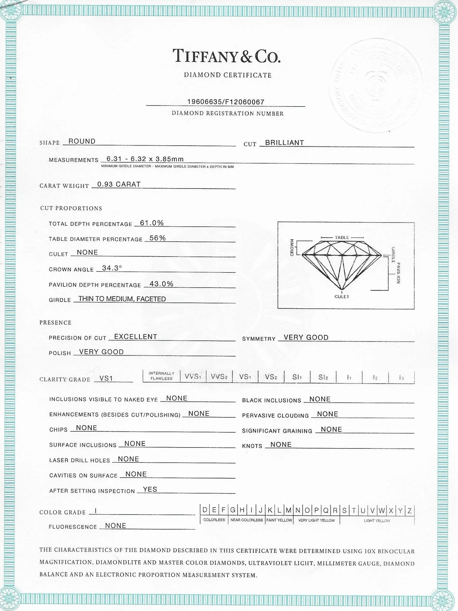 Tiffany & Co. 0.93 CTW Diamond Platinum Solitaire Engagement Ring
