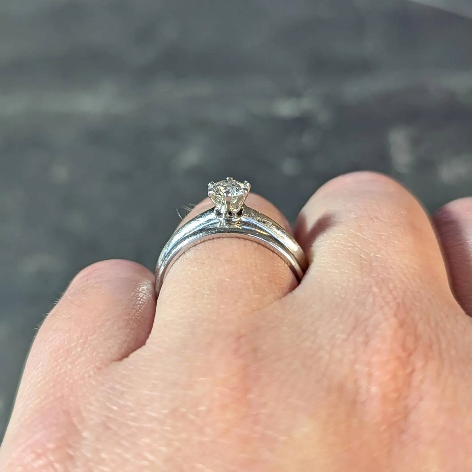 Tiffany & Co. 1999 0.39 CTW Diamond Platinum Vintage Engagement Ring & Wedding Band Set