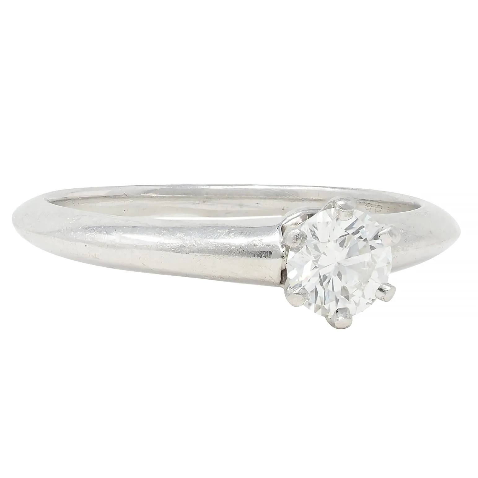 Tiffany & Co. 1999 0.39 CTW Diamond Platinum Vintage Engagement Ring & Wedding Band Set