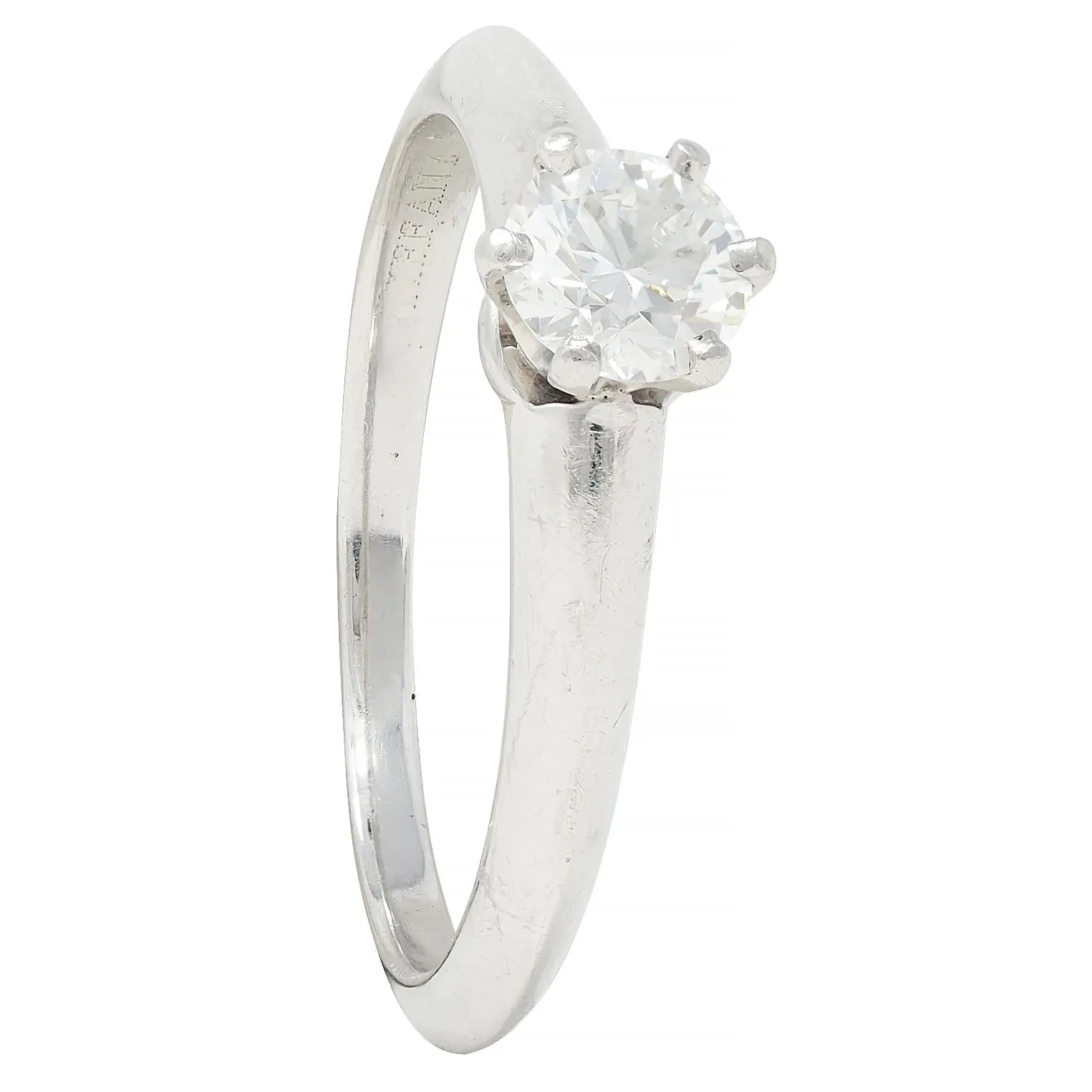 Tiffany & Co. 1999 0.39 CTW Diamond Platinum Vintage Engagement Ring & Wedding Band Set