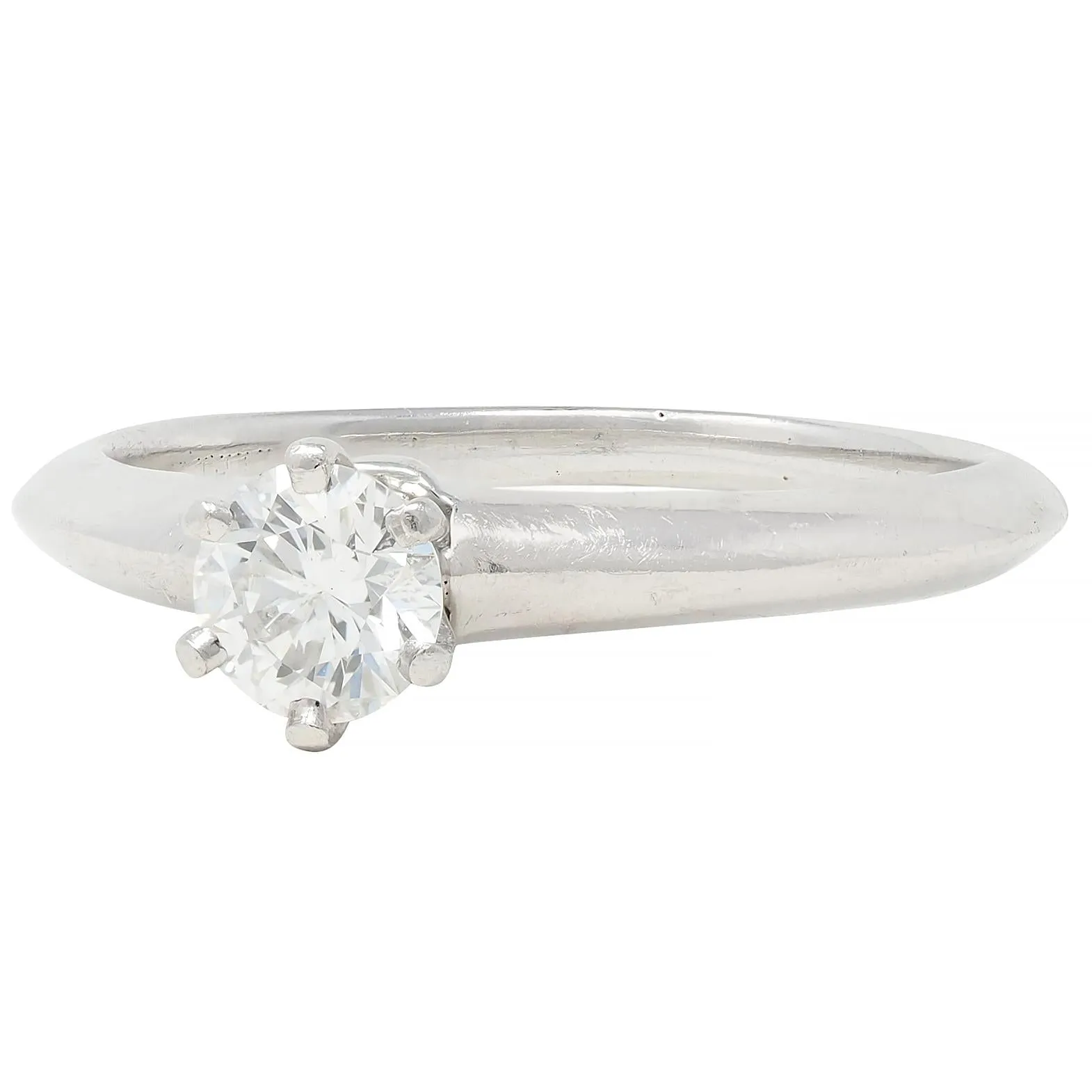 Tiffany & Co. 1999 0.39 CTW Diamond Platinum Vintage Engagement Ring & Wedding Band Set