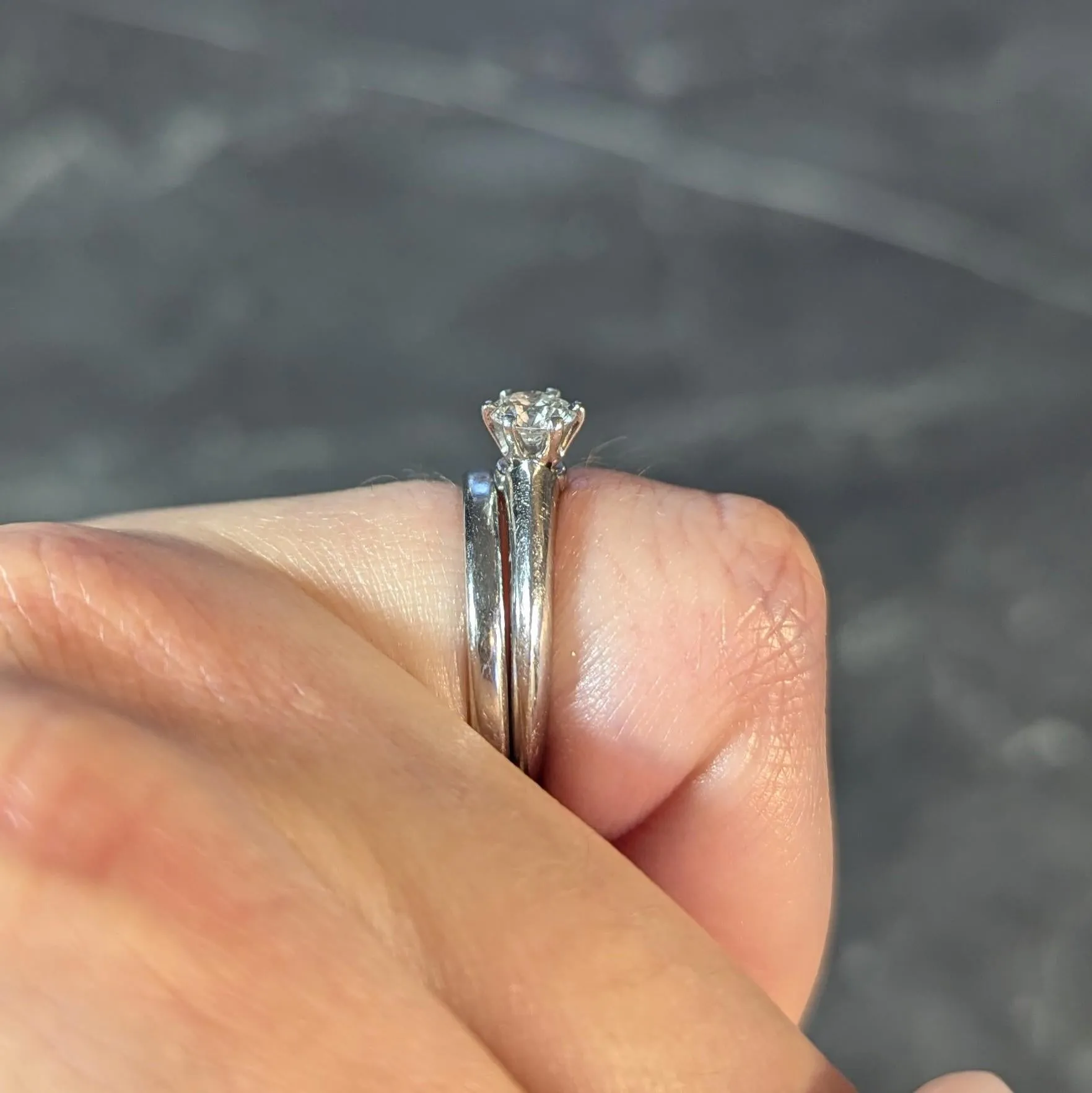 Tiffany & Co. 1999 0.39 CTW Diamond Platinum Vintage Engagement Ring & Wedding Band Set