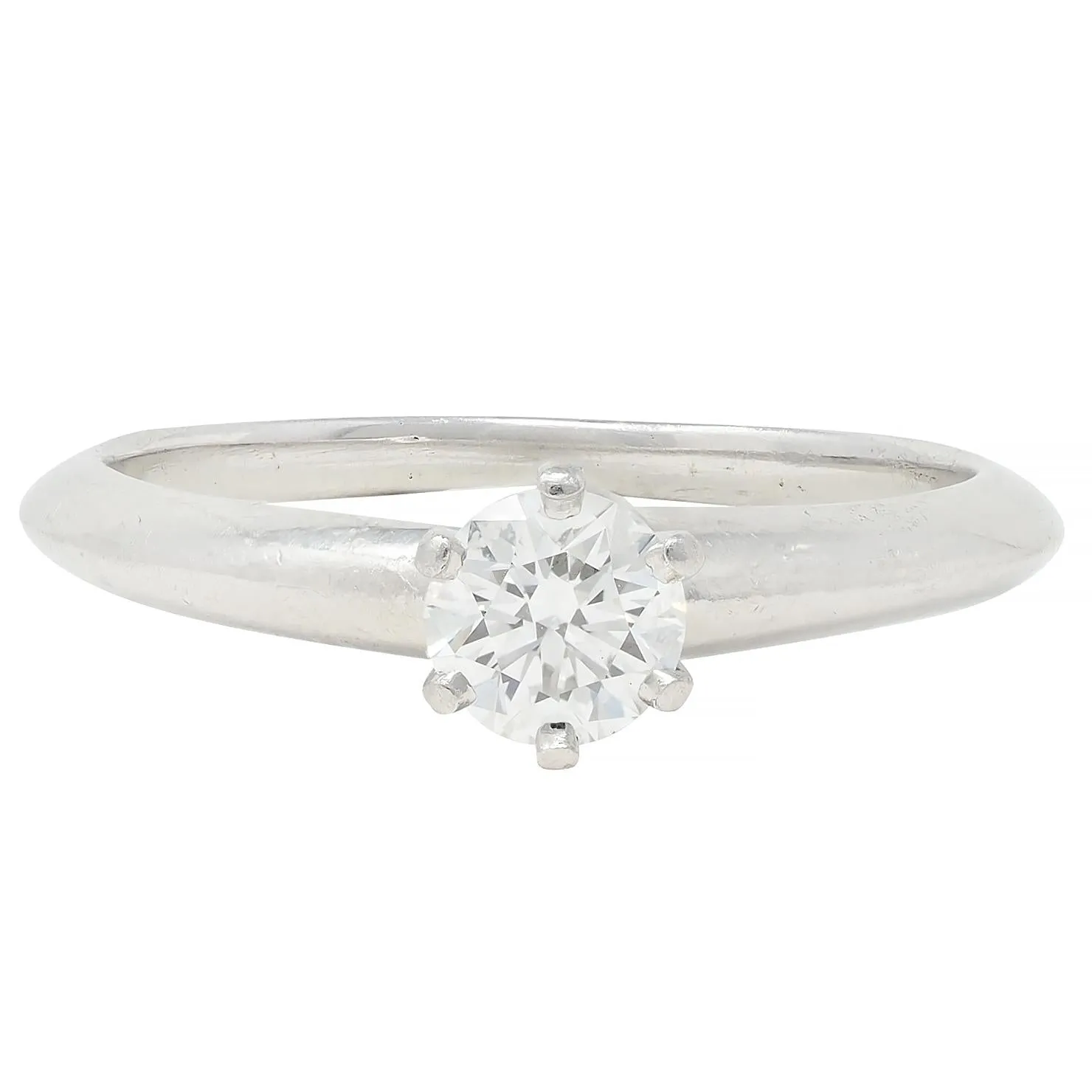 Tiffany & Co. 1999 0.39 CTW Diamond Platinum Vintage Engagement Ring & Wedding Band Set