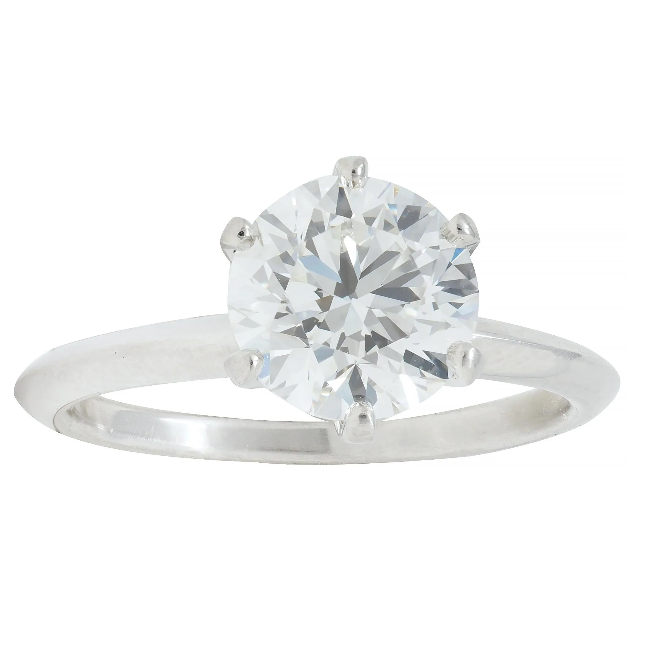 Tiffany & Co.  2.67 CTW Round Brilliant Diamond Platinum Solitaire Vintage Engagement Ring