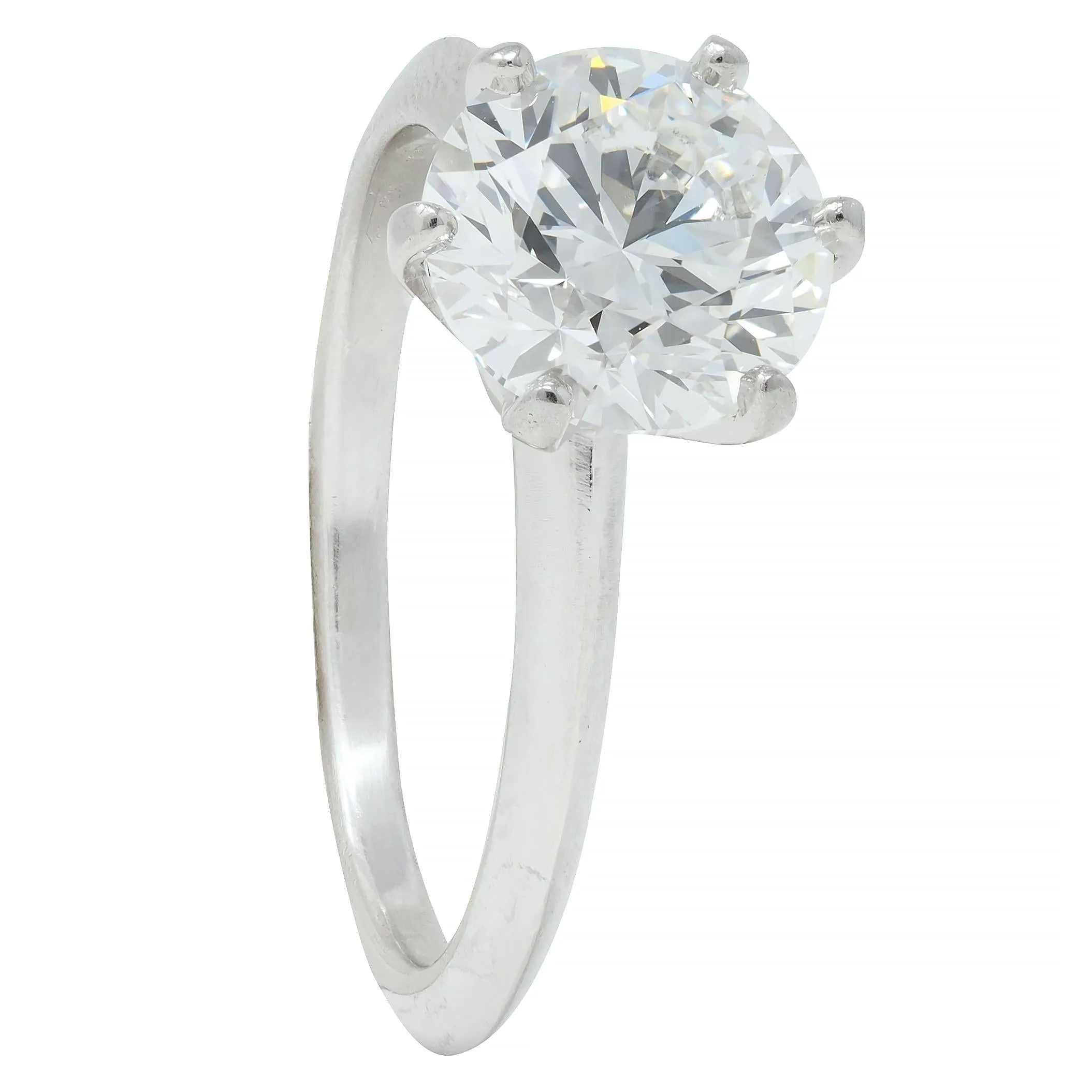 Tiffany & Co.  2.67 CTW Round Brilliant Diamond Platinum Solitaire Vintage Engagement Ring