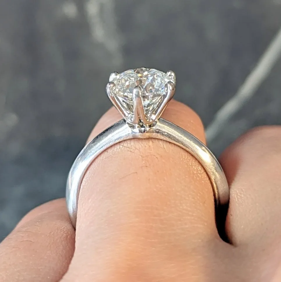 Tiffany & Co.  2.67 CTW Round Brilliant Diamond Platinum Solitaire Vintage Engagement Ring