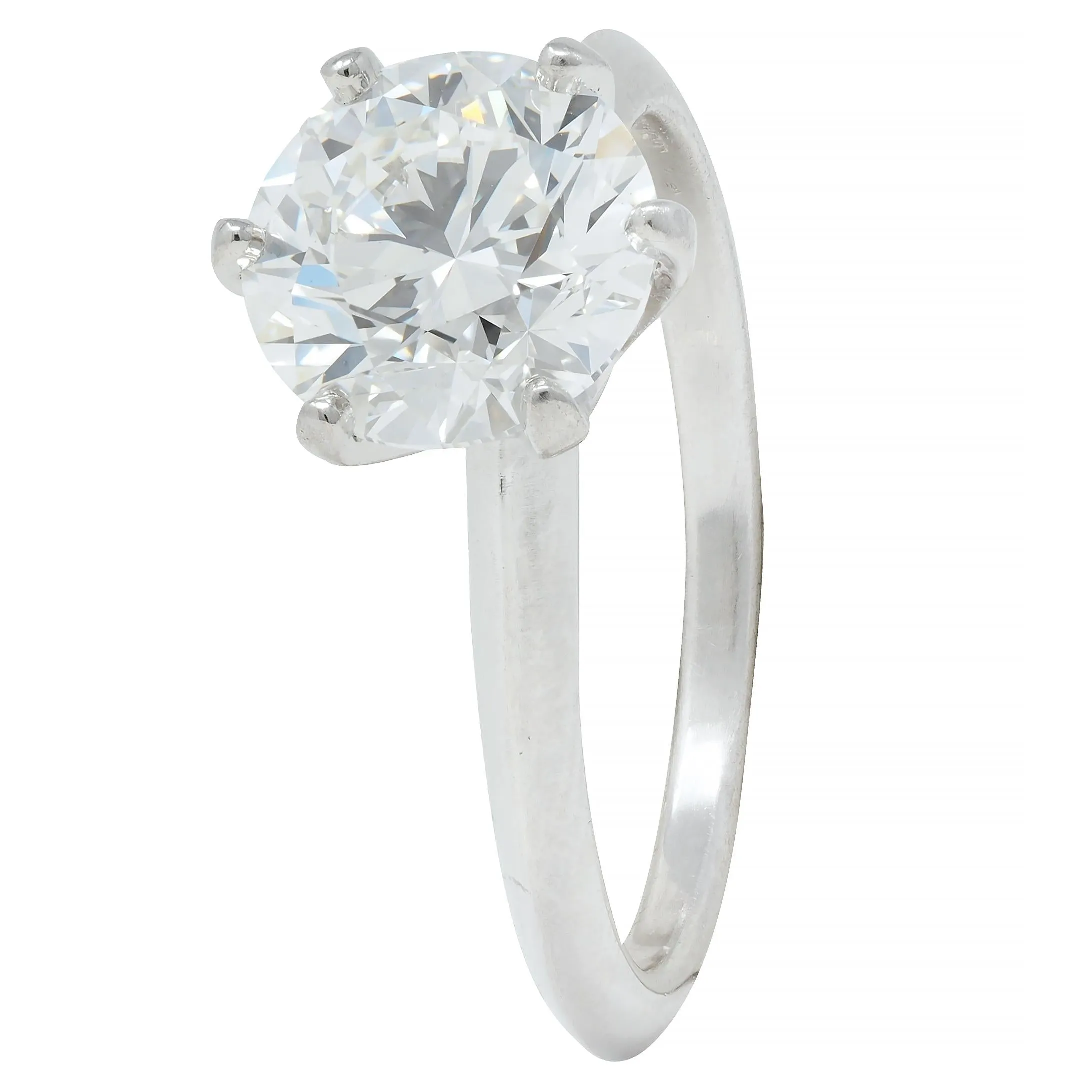 Tiffany & Co.  2.67 CTW Round Brilliant Diamond Platinum Solitaire Vintage Engagement Ring