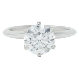 Tiffany & Co.  2.67 CTW Round Brilliant Diamond Platinum Solitaire Vintage Engagement Ring