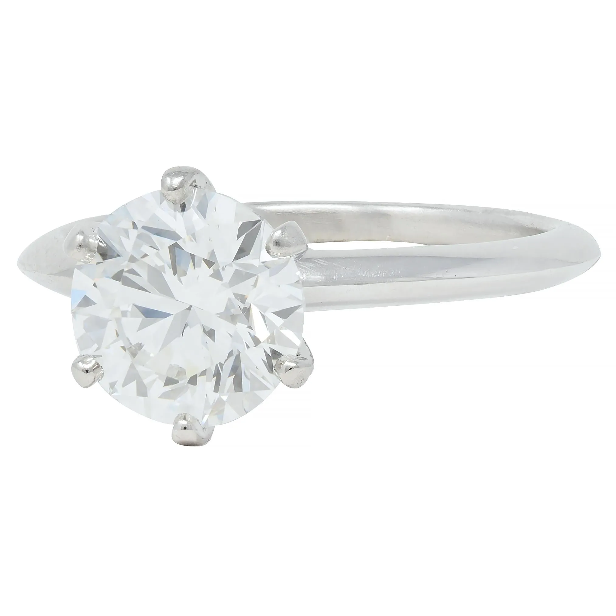 Tiffany & Co.  2.67 CTW Round Brilliant Diamond Platinum Solitaire Vintage Engagement Ring